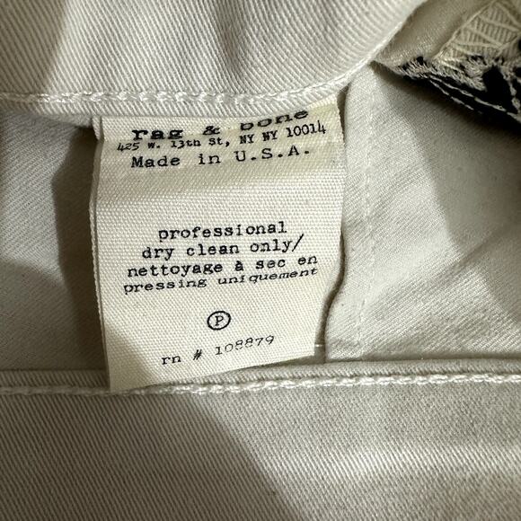 Rag & Bone White Embroidered Lace Black Tuxedo Stripe Skinny Jeans 26. - Picture 12 of 12